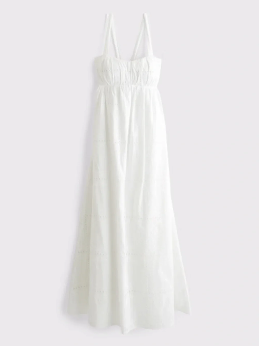 Abercrombie Bra-Free Eyelet Sweetheart Ruched Flowy Maxi Dress